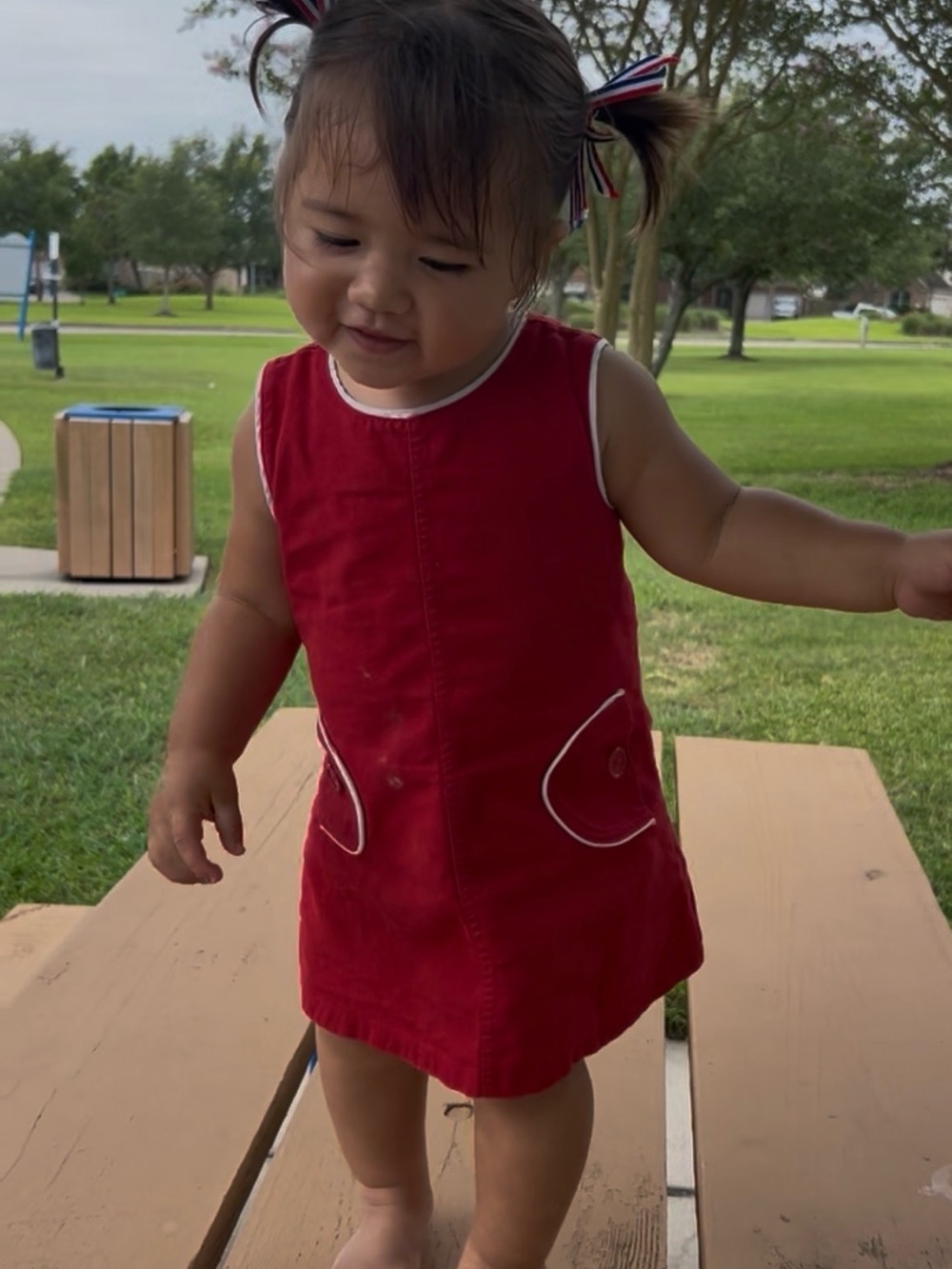 Old Navy Red Corduroy A-Line Dress with White Trim - Picture 5 of 5